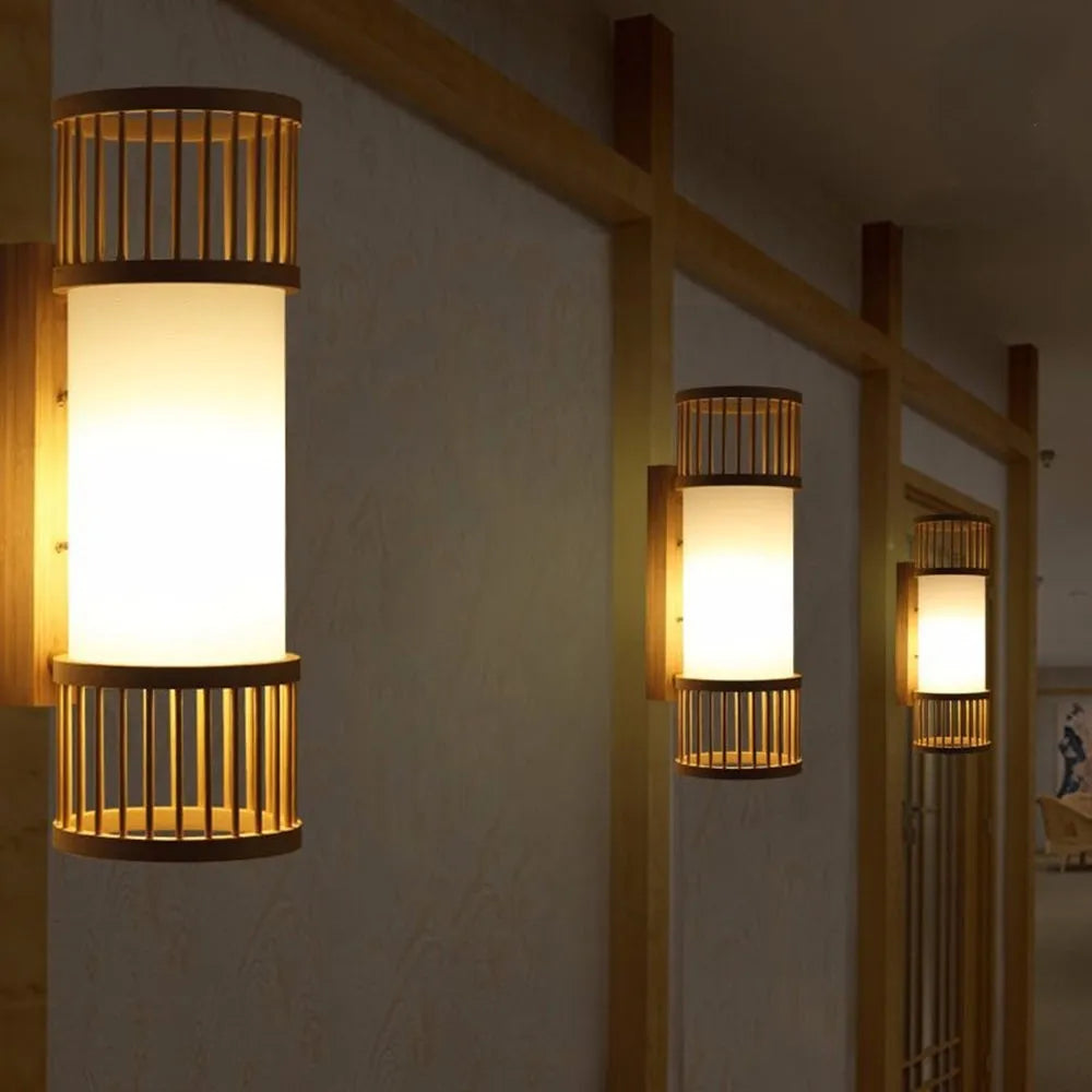 Ritta Wall Lamp Rustic, Muto Rattan Weaving LED, Hallway Wall Sconce