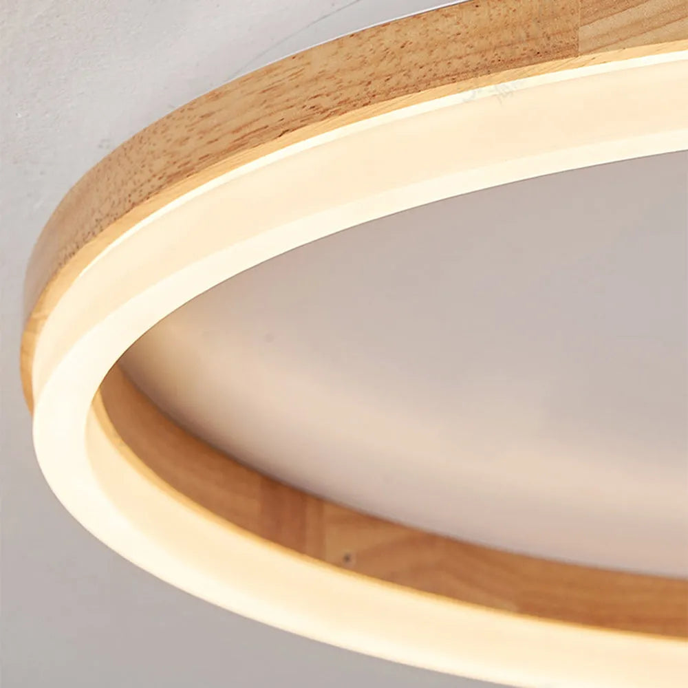 Muto Round Modern Flush Mount Wood Ceiling Light