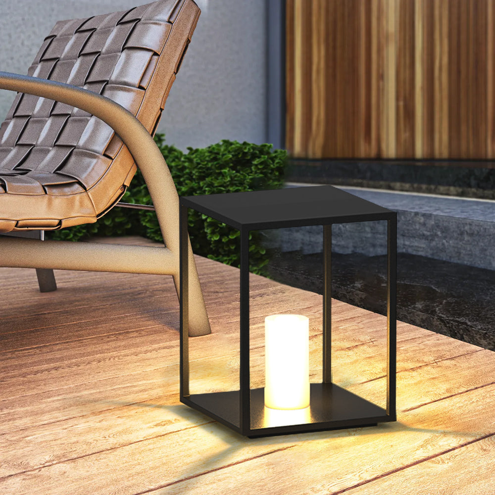 Ray Minimalist Rectangular Metal Solar Outdoor Ground Lamp