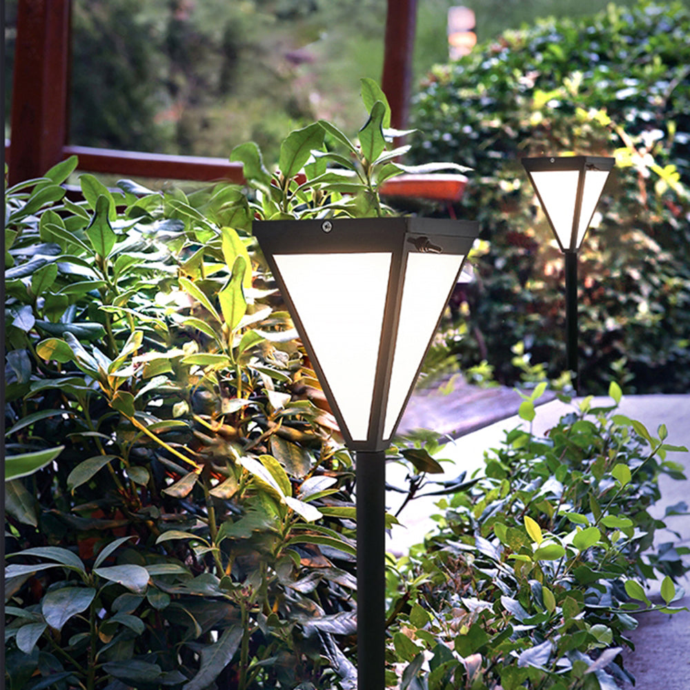 Ray Modern Metal Tapered Solar Outdoor Path Light, Black