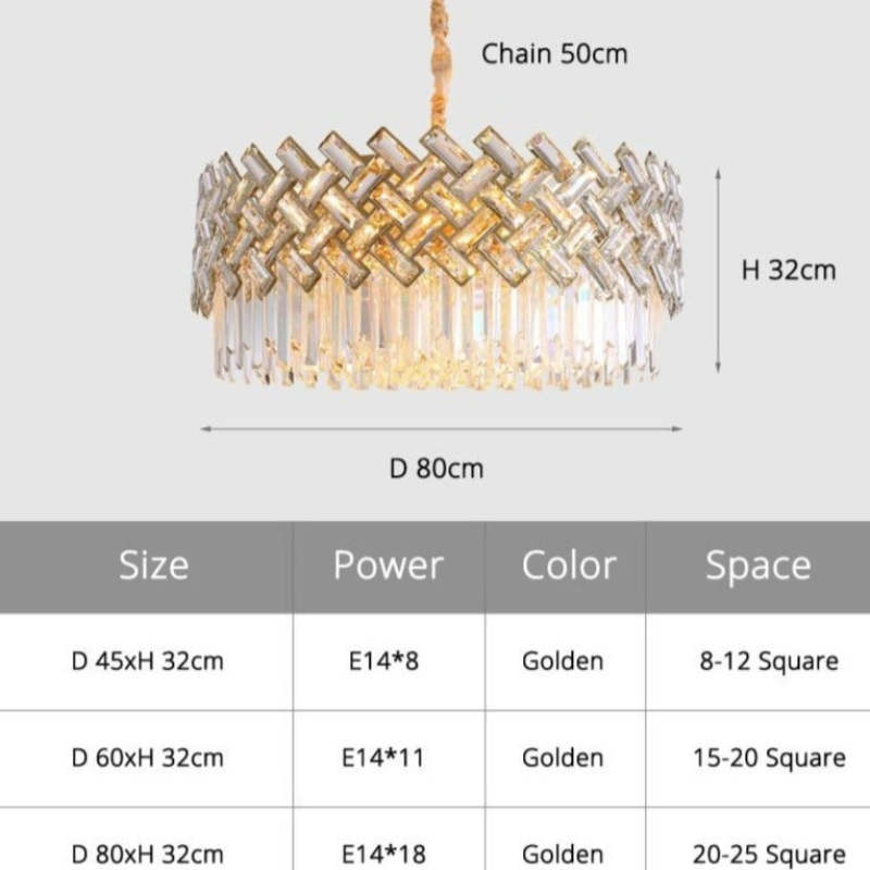Kristy Luxury Gold Chandelier, Crystal & Metal