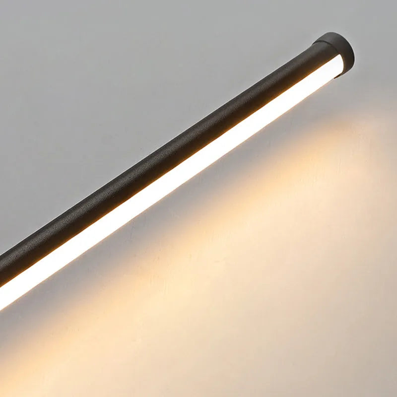 Ray Minimalist Rotatable Linear Outdoor Wall Lamp, Black