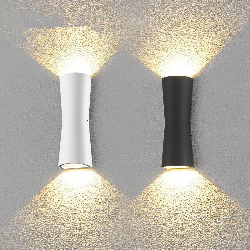 Ray Minimalist Torch Metal Outdoor Wall Lamp Waterproof, Black/White