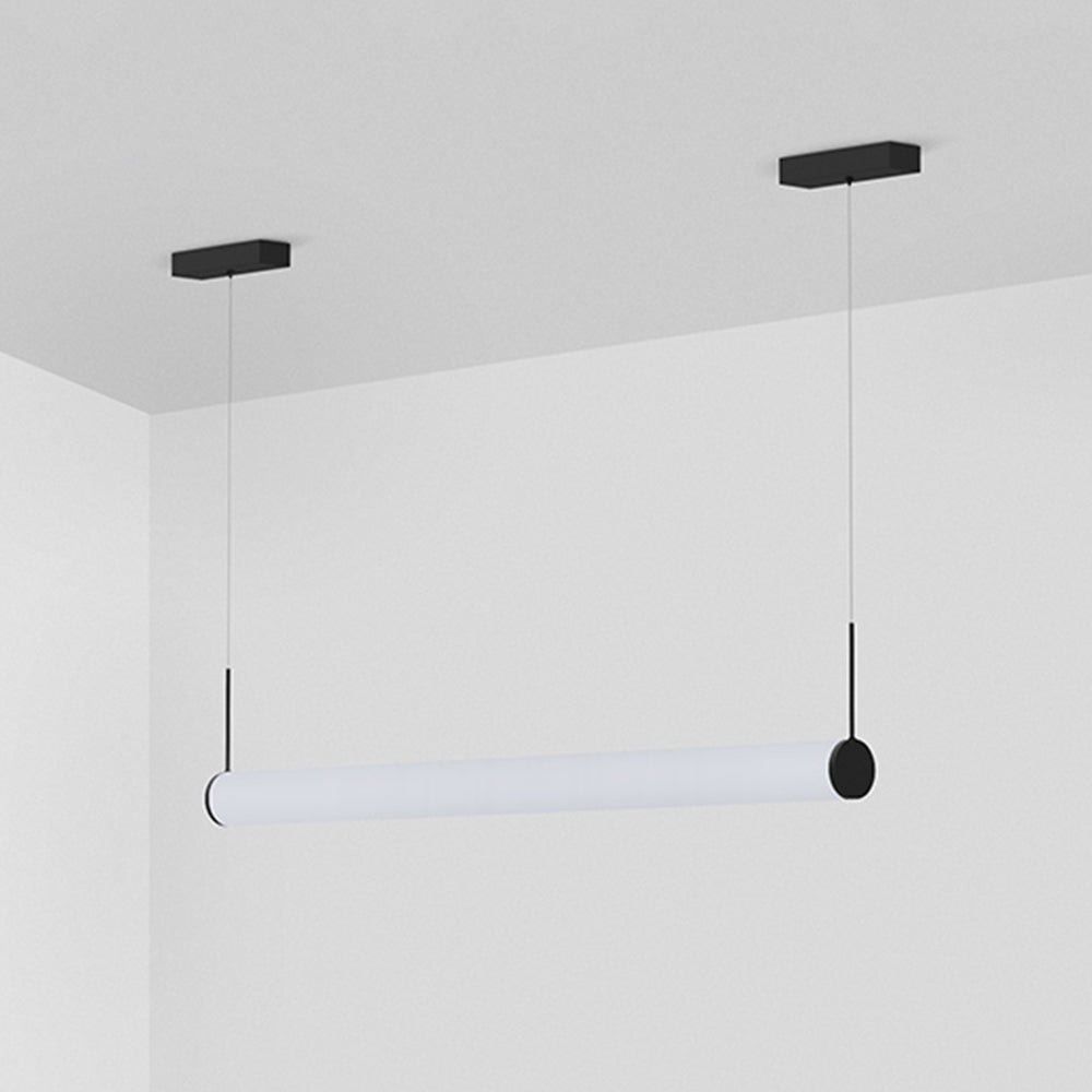 Ray Modern Cylinder White Pendant Light, Metal/Acrylic