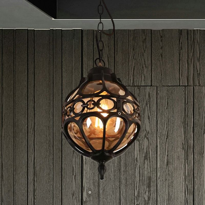 Silva Loft Sphere Vintage Farmhouse Rustic Pendant Light Black/Bronze Dining Room