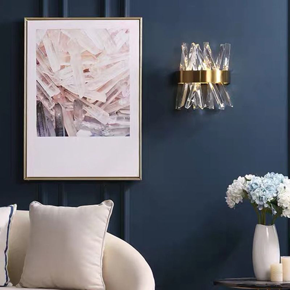 Kristy Decorative Geometric Crystal/Metal Wall Lamp, Gold