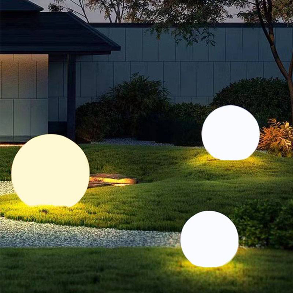 Ray Minimalist Globe LED Outdoor Light, Resin, White