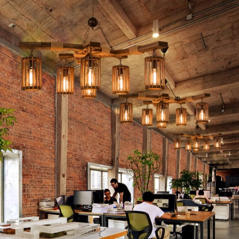 Epoch Retro LED Chandelier Wood Restaurant/Living Room/Bar