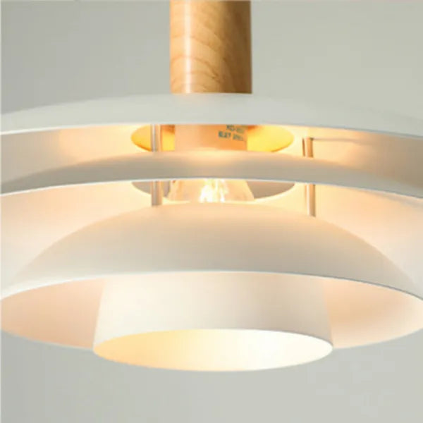 Valentina Modern LED Pendant Light White Wood Metal Bedroom