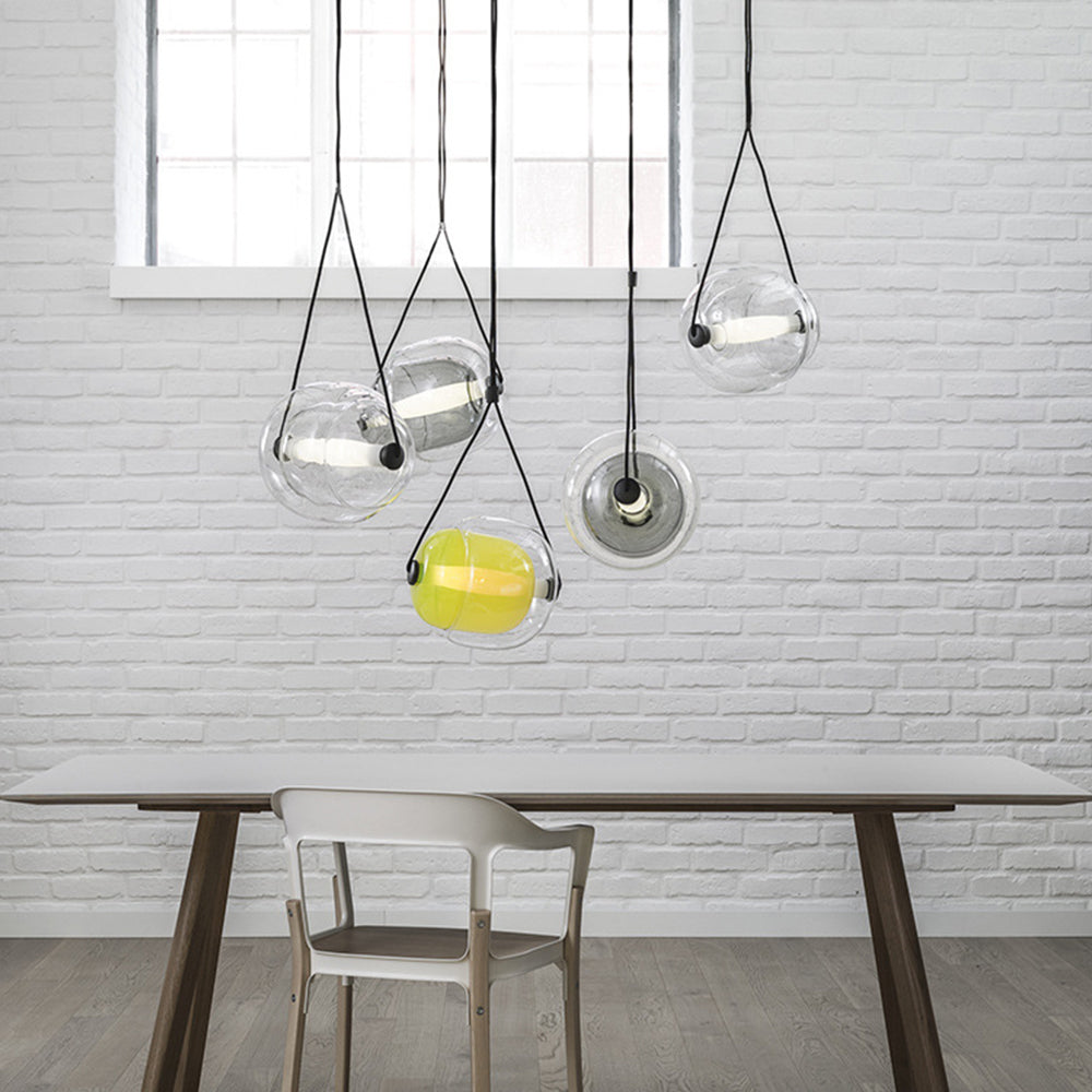 Valentina Modern Bubble Glass Pendant Light, Blue/Yellow/Pink/Smoky Grey/White/Clear