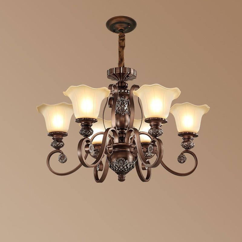 Arisha Retro Flower Pendant Light Metal Glass Living Room Bedroom