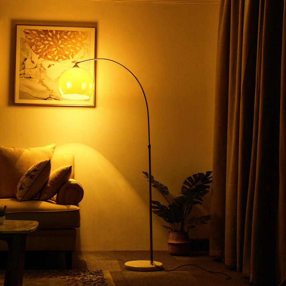 Mira Floor Arc Lamp, Tall Floor Light, Modern, Orange/ White
