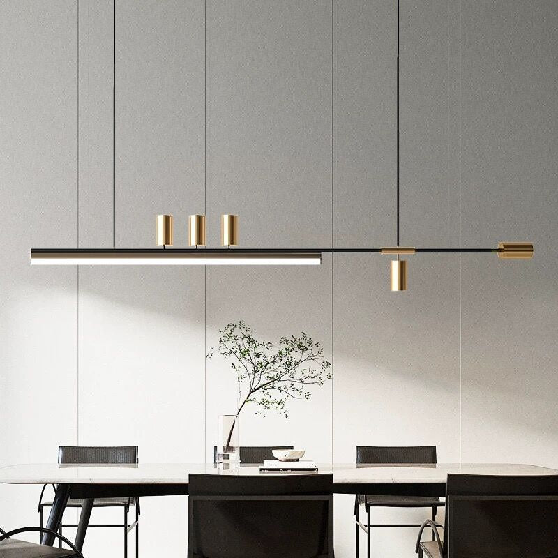 Aria Modern Long LED Pendant Light Black Metal Dining Room