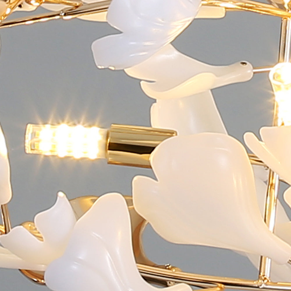 Olivia Ginkgo Leaf Modern Petal Shaped Metal Chandelier, Gold