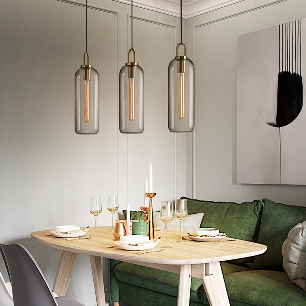 Valentina Clear& Glass Cylinder Pendant Light, 2 Color