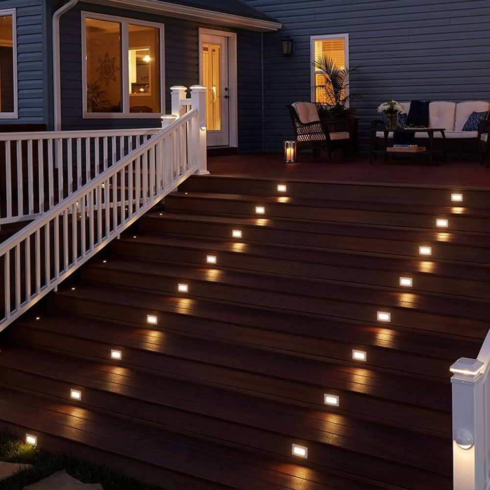 Ray Modern Metal Rectangular Outdoor Deck/Step Light, Black