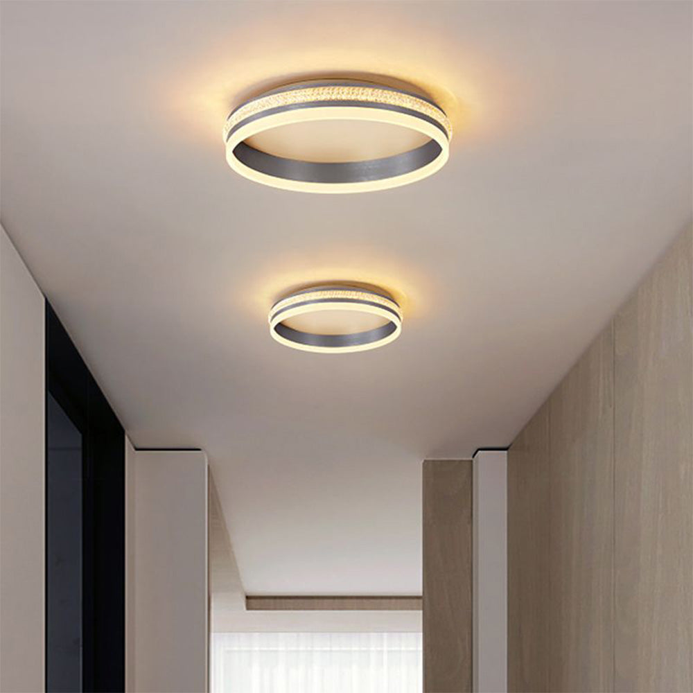 Arisha Modern Ring Metal/Acrylic Flush Mount Ceiling Lights, Silver