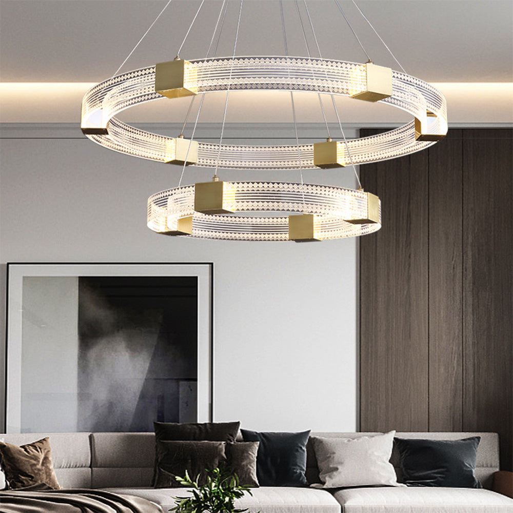 Arisha Modern Round/Oval Acrylic/Metal Pendant Light, Gold