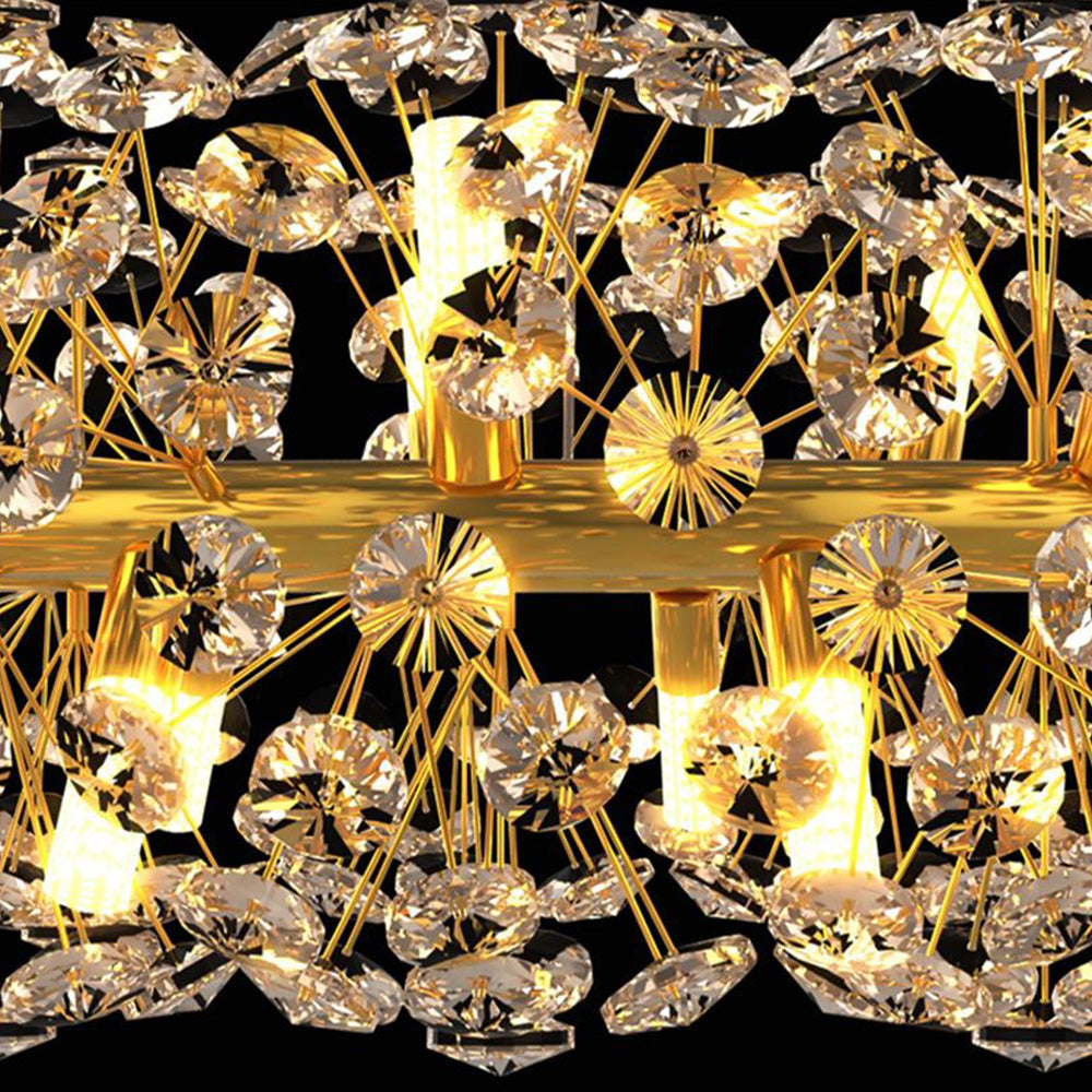 Arisha Luxury Lineal/Flower Chandelier, Gold, Metal/Crystal
