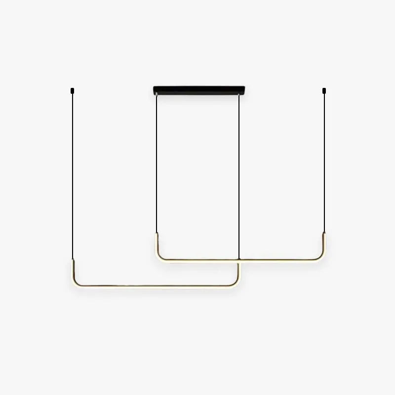 Arisha Modern Linear Pendant Light Double Frame, Black/Gold