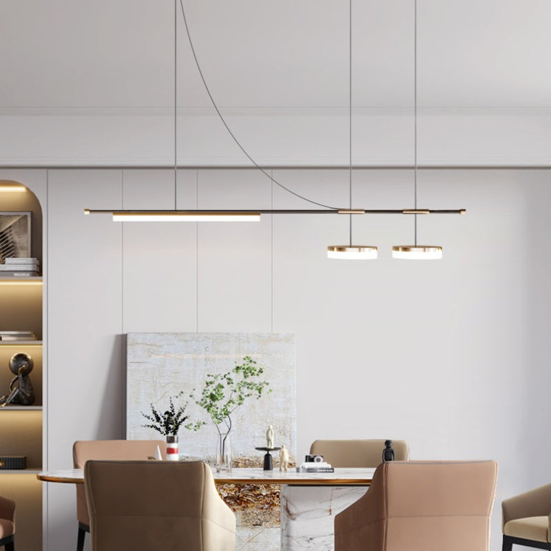 Aria Modern Long LED Pendant Light Black Metal Dining Room