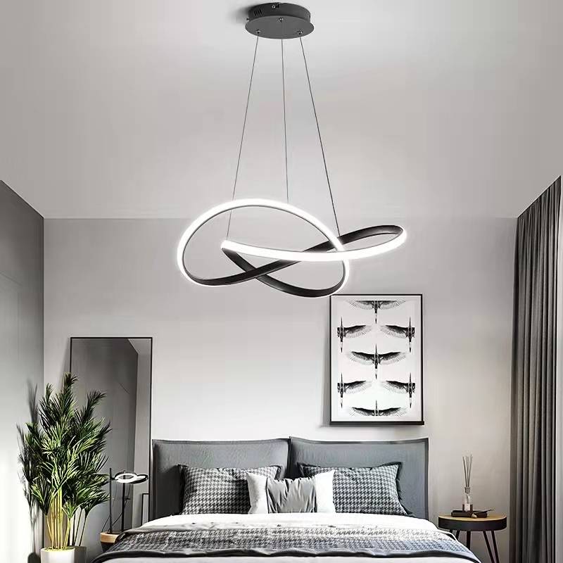 Arisha Pendant Light linear Modern, Acrylic/Metal, Black/White, Dining Room