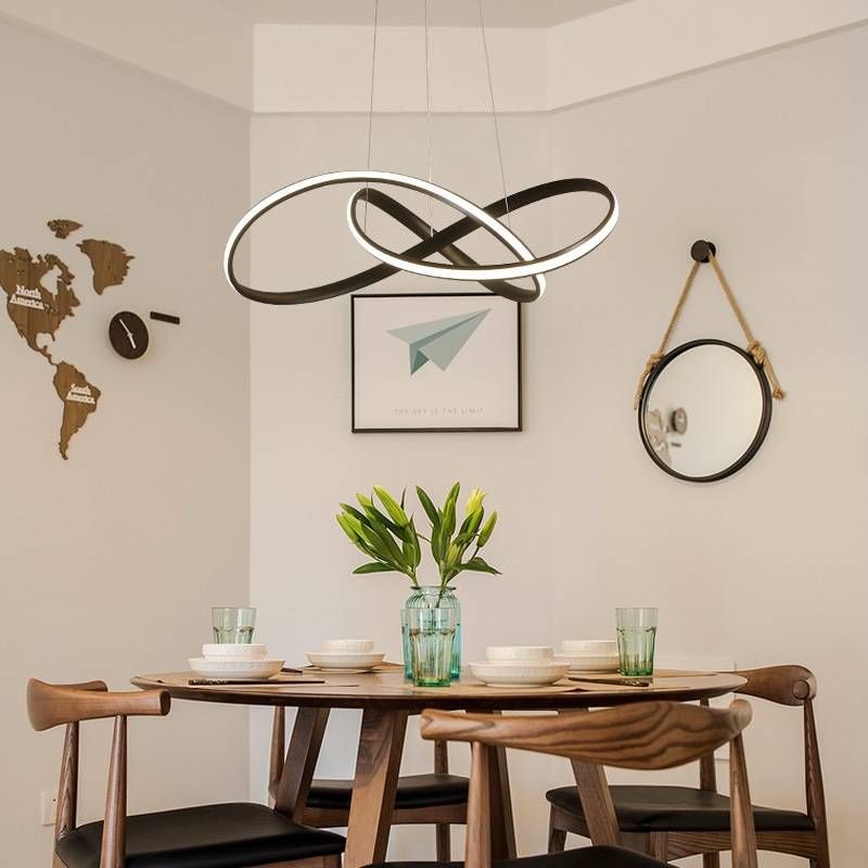 Arisha Pendant Light linear Modern, Acrylic/Metal, Black/White, Dining Room