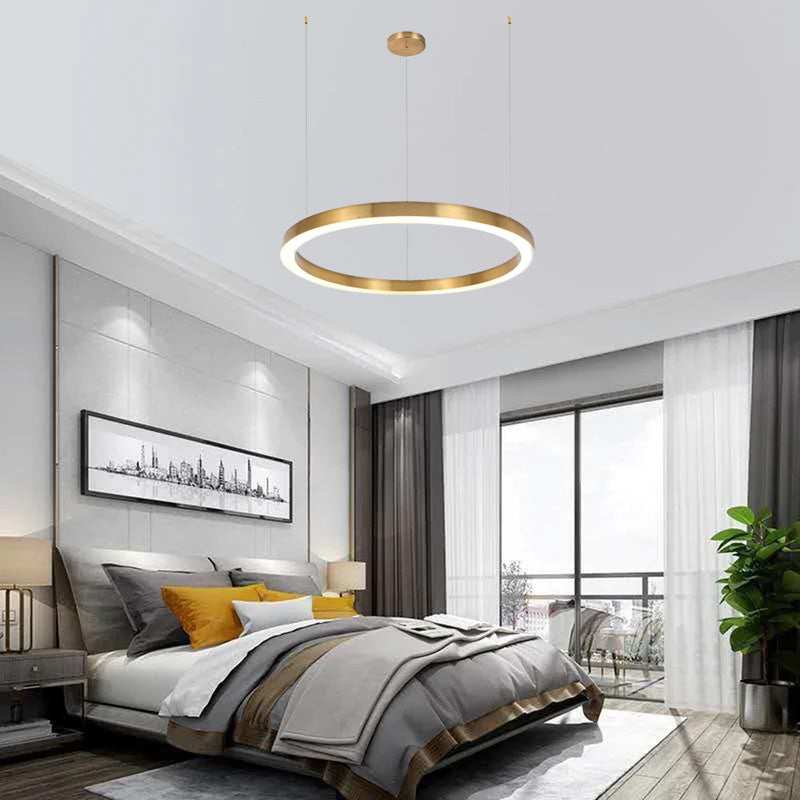 Arisha Modern Ring Metal Pendant Light, Gold
