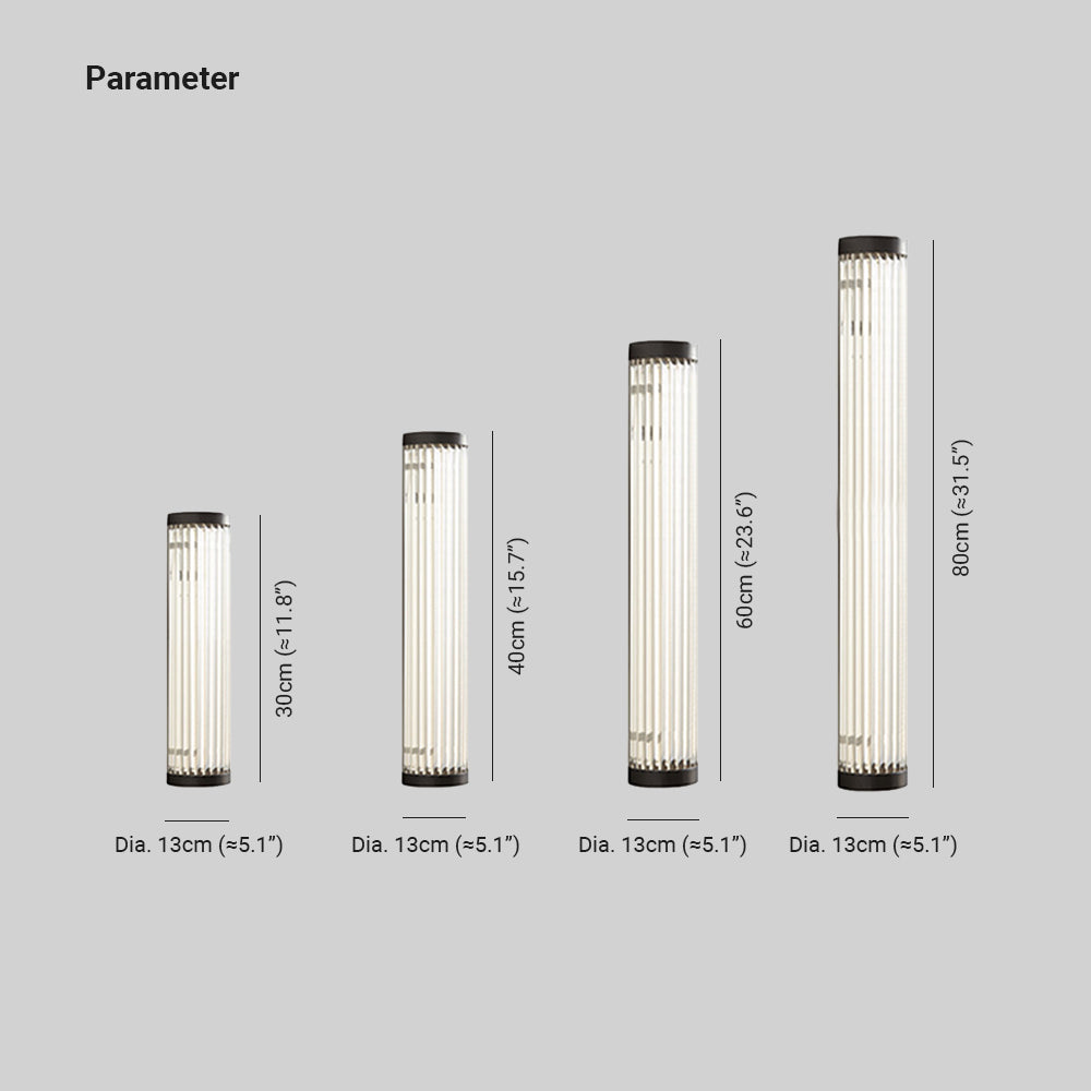 Ray Modern Semi-Cylindrical Metal/Glass Outdoor Wall Lamp, Black