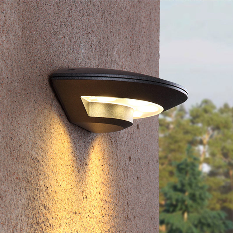 Ray Wall Lamp Flying Saucer, Metal LED, Black, Outdoor