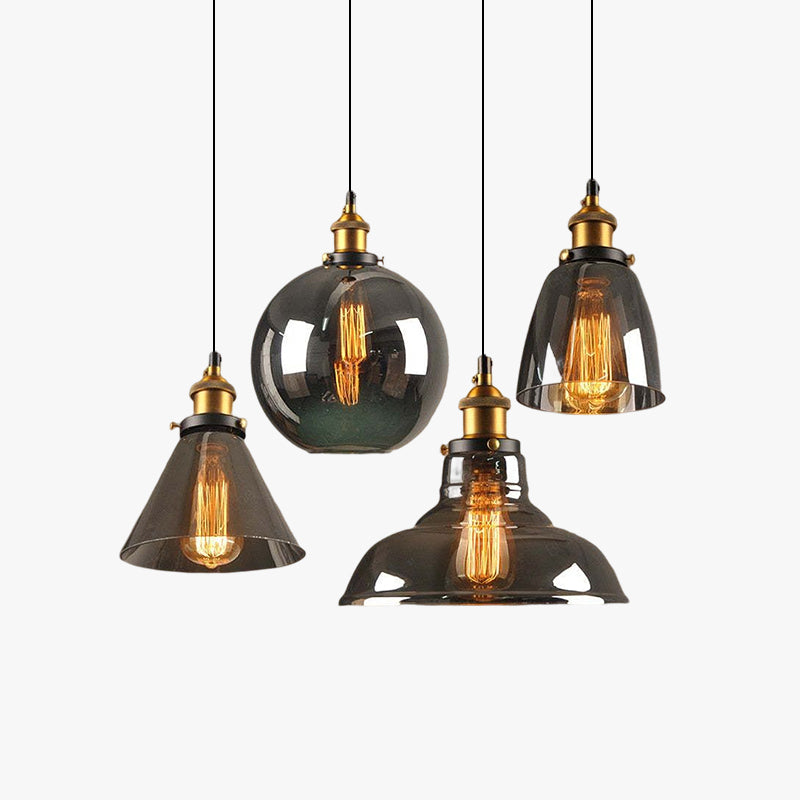 Valentina Industrial Glass Pendant Light Clear/Amber/Smoke Grey