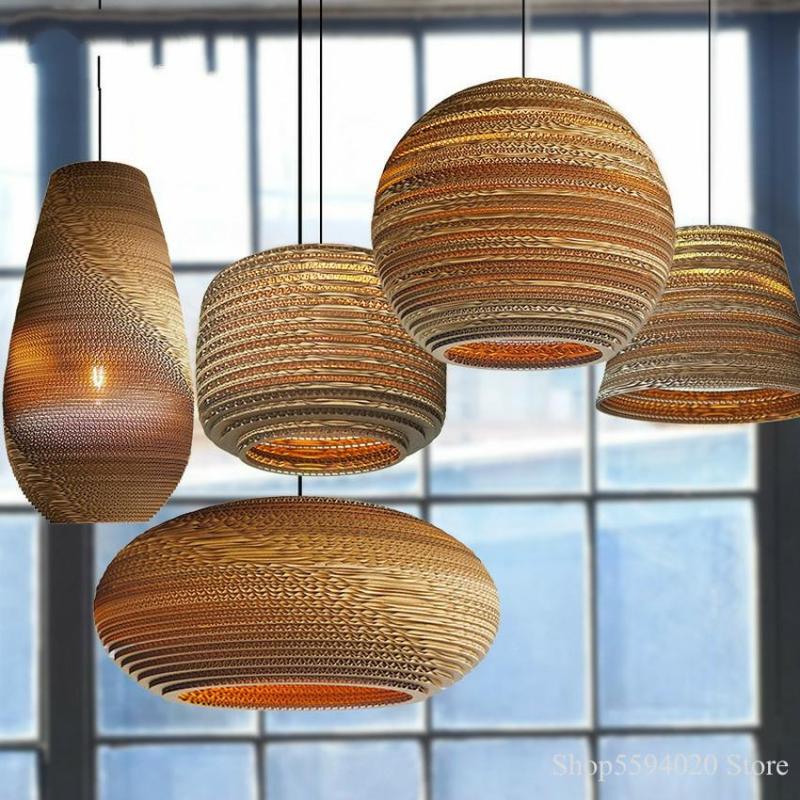 Muto Pastoral Silkworm Rustic Paper Pendant Light