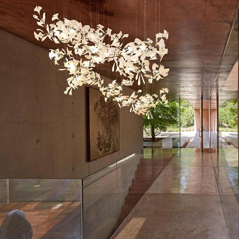 Olivia Luxury Ceramic Chandelier Large Foyer, Gingko leaf, Living Room