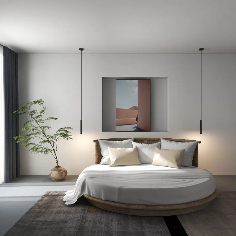 Arisha Minimalist Metal Linear Pendant Light, Black