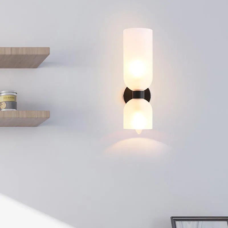Valentina Modern Bedroom Glass Wall Lamp Sconce, Blue/Gray/White