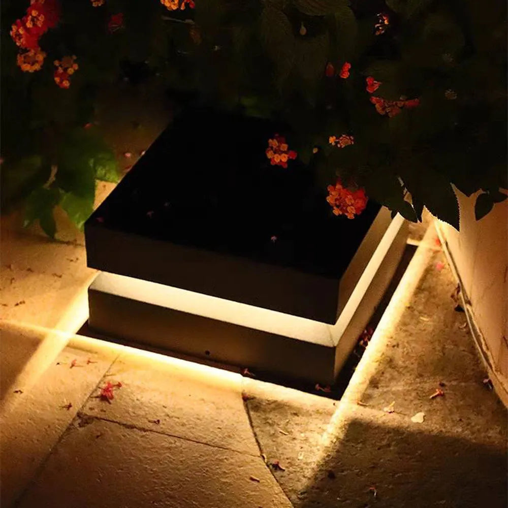 Ray Modern Concave Metal Black Outdoor Lamps, Solar