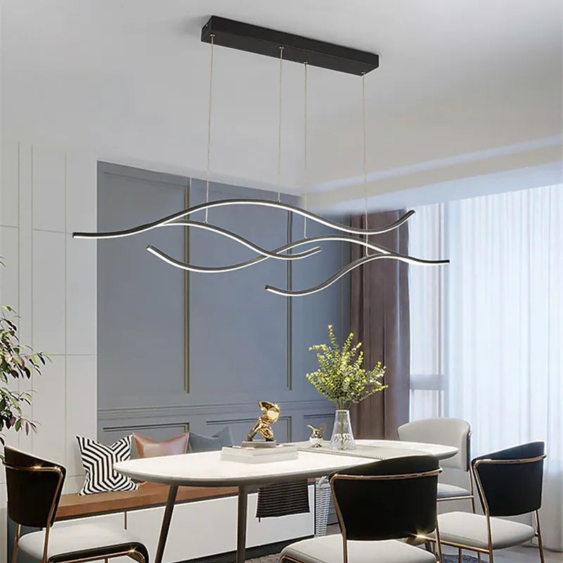 Arisha Pendant Light, Multi-Curved, Black/Gold