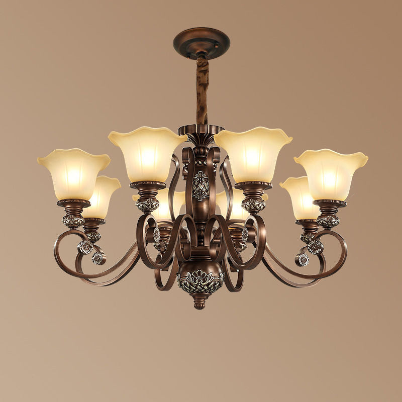 Arisha Retro Flower Pendant Light Metal Glass Living Room Bedroom