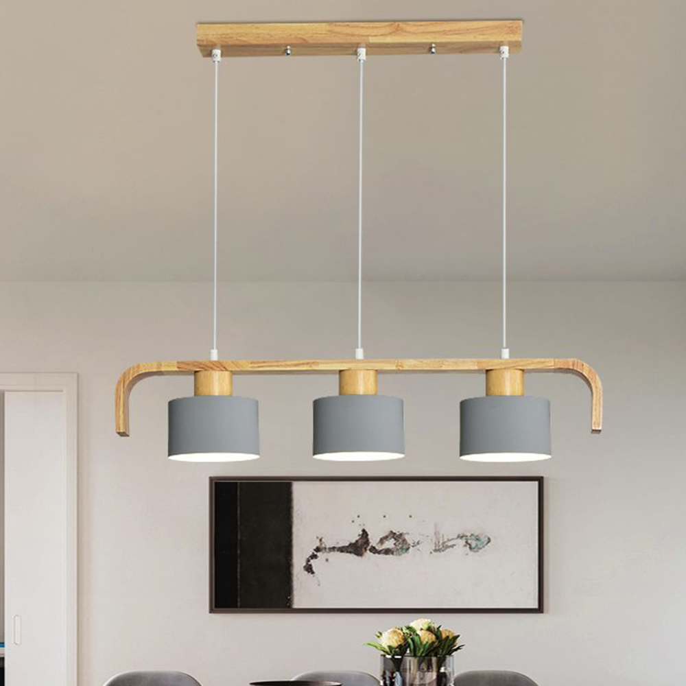 Valentina Pendant Light Cylinder Nordic, Bamboo, White/Green/Gray, Bedroom