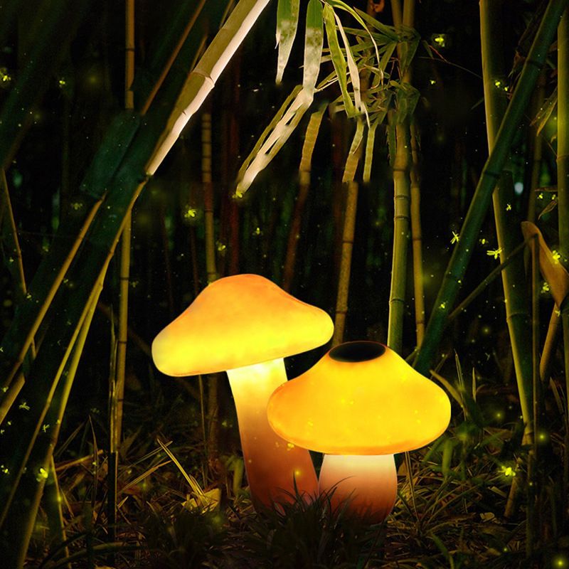 Ray Mushroom Outdoor Ground Light, Hardwired/Solar, Orange