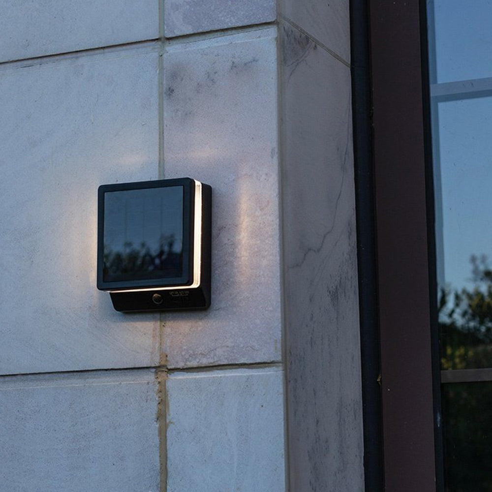 Ray Modern Minimalist Right-Angle Acrylic Sensor Solar Waterproof Outdoor Wall Lamp, Black