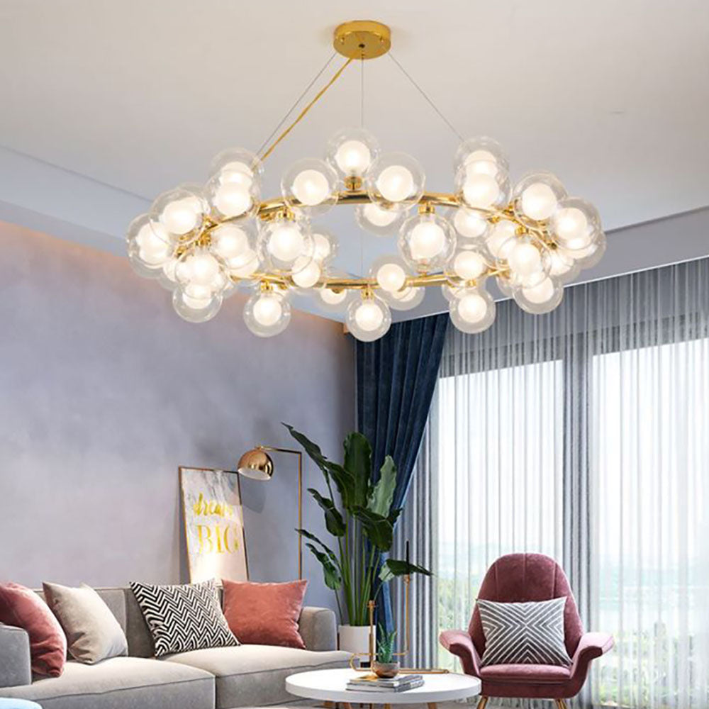 Valentina Modern Gold Bubble Pendant Light, Metal & Glass
