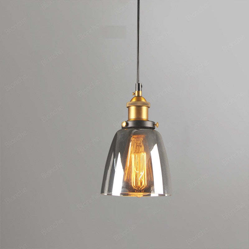 Valentina Industrial Glass Pendant Light Clear/Amber/Smoke Grey