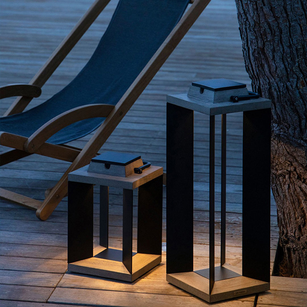Ray Minimalist Cuboid Outdoor Floor Lamp, Hardwired, Black