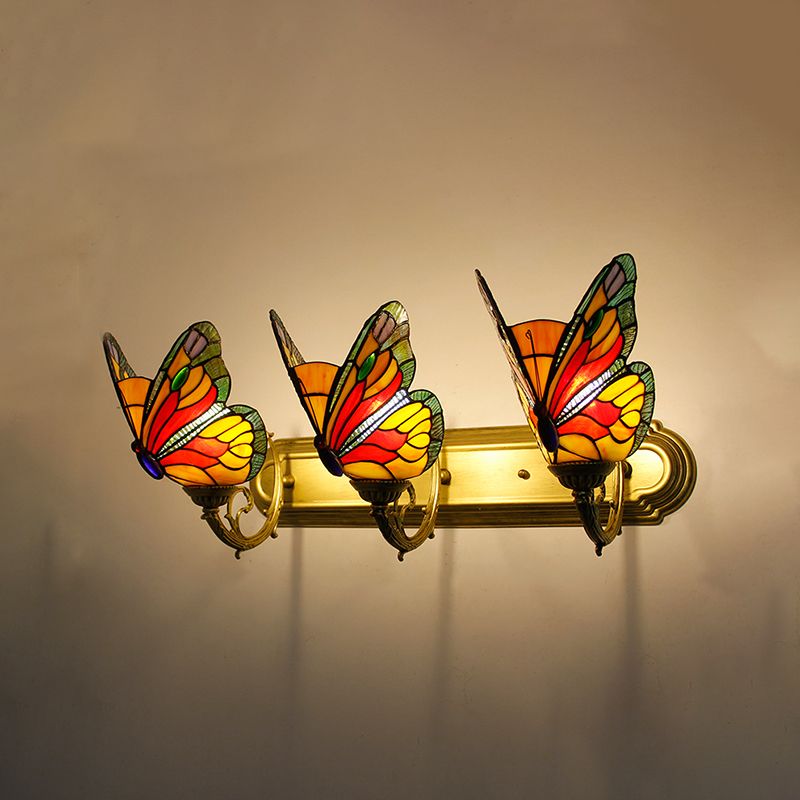 Arisha Artistic Butterfly Metal/Glass Lamps Wall, Red/Blue/Multi-Color/Light Blue