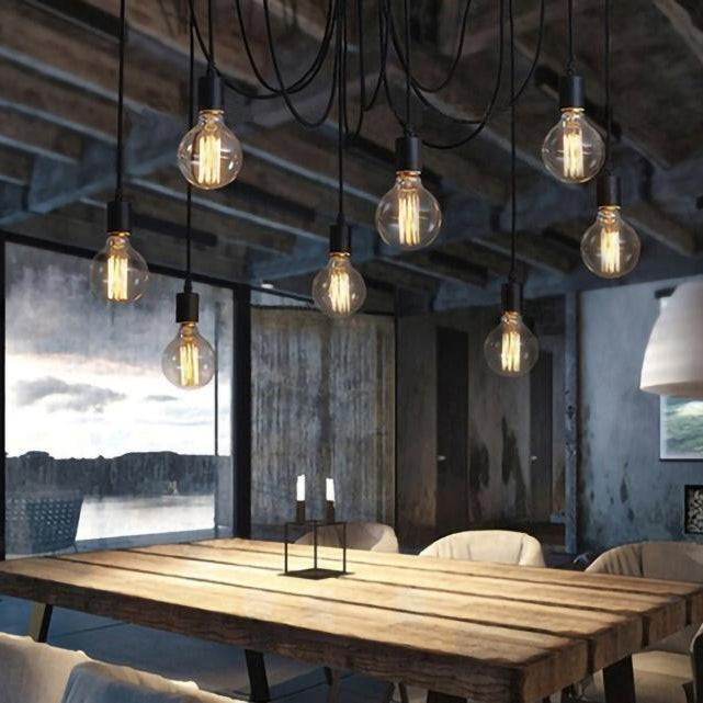 Silva Retro Country LED Spider Chandelier, Black/White