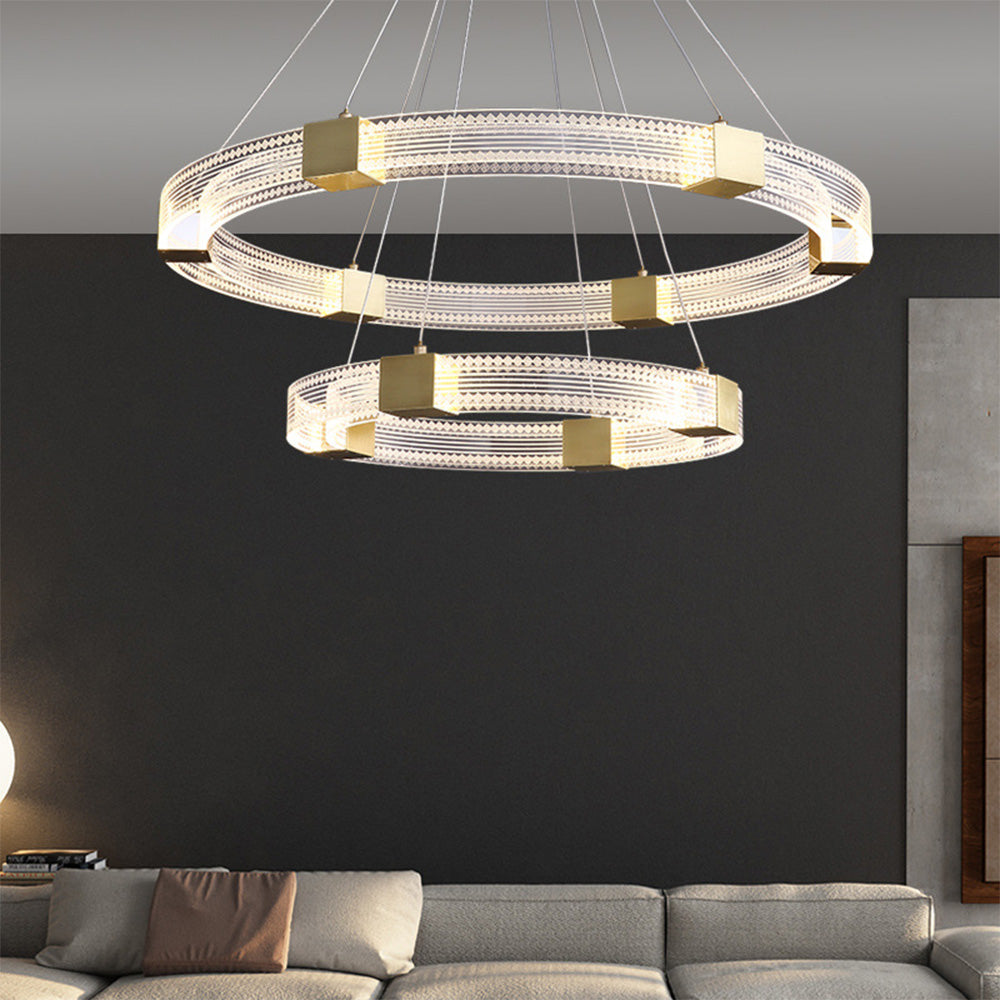Arisha Modern Round/Oval Acrylic/Metal Pendant Light, Gold