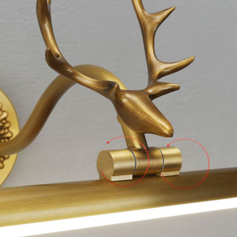 Arisha Modern Staghorn Shaped Vanity Mirror Front Wall Lamp, Black/Brass