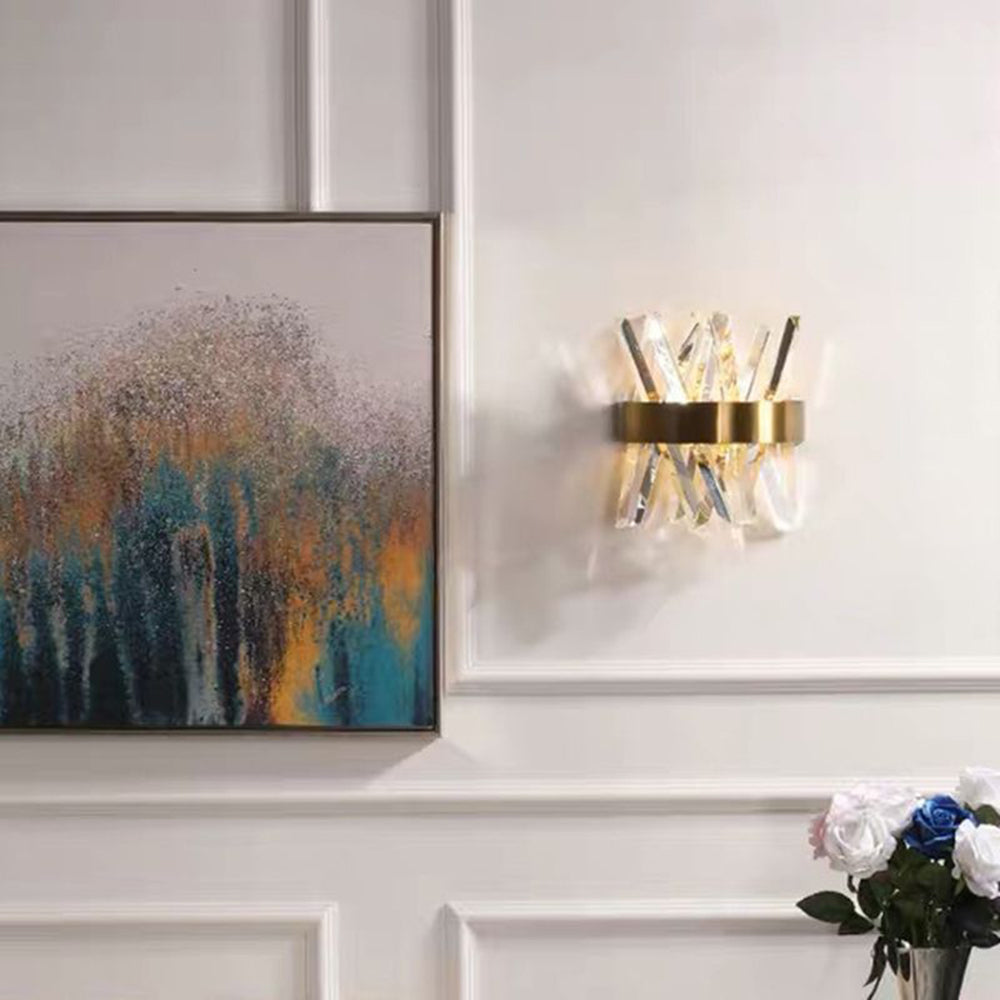 Kristy Decorative Geometric Crystal/Metal Wall Lamp, Gold