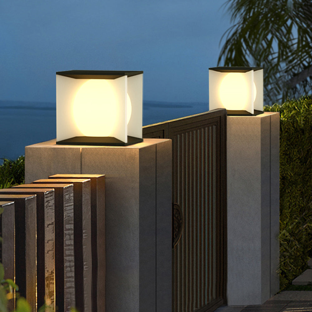 Ray Modern Moon Metal Outdoor Pier-Mount Pillar Light